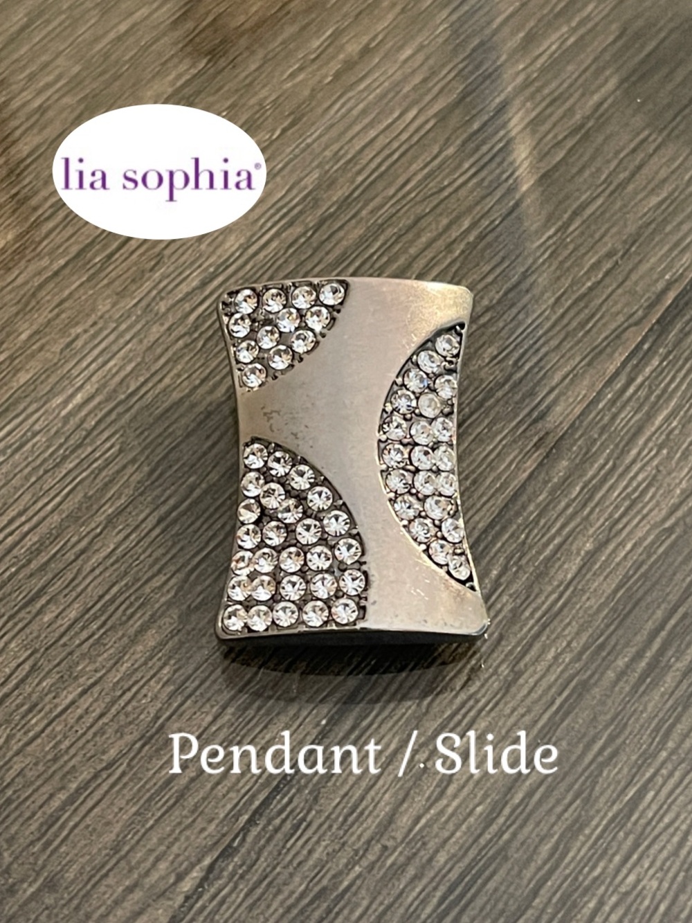 Lia Sophia "Pop Art" Hematite Tone w/Cut Crystals Slide - Pendant